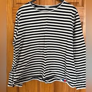 Kule The Modern Black and White Striped Women's Top, Size Extra Large